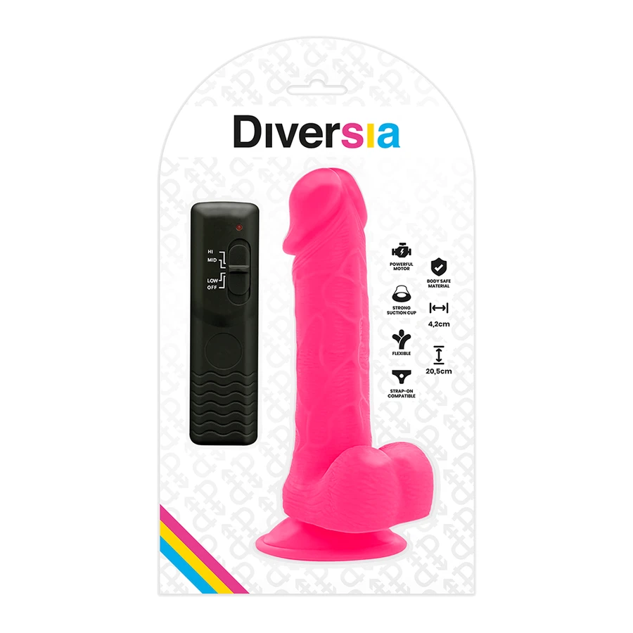 DIVERSIA - PAINDLIK VIBRATSIOONI DILDO 20,5 CM - ROOSA